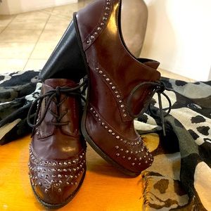 Kenneth Cole Plum leather spiked bootie